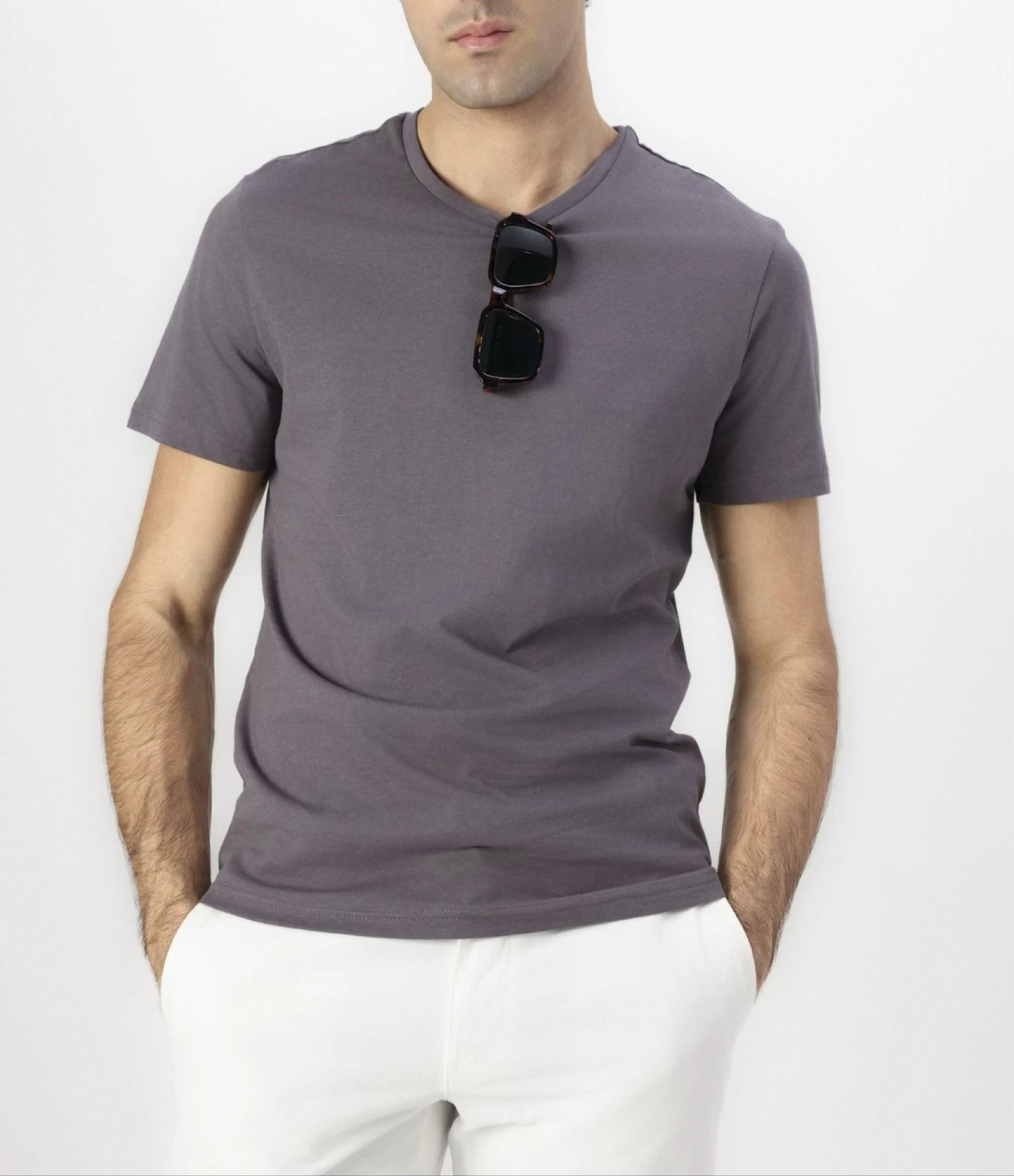 Men's Round Neck Grey T-Shirt 